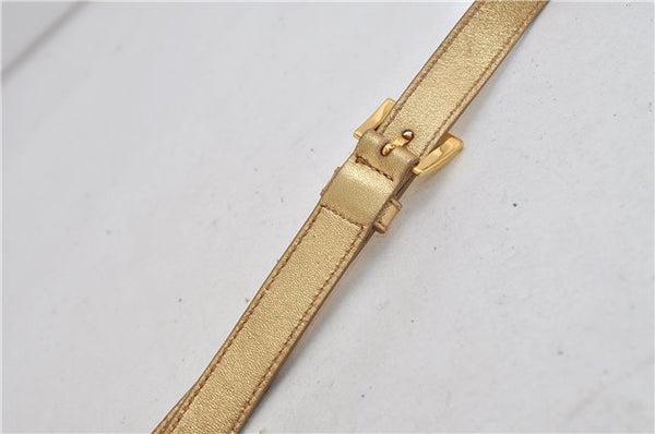 Authentic PRADA Nylon Leather Shoulder Cross Body Bag Purse Ivory Gold 9728C