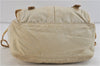 Authentic PRADA Nylon Leather Shoulder Cross Body Bag Purse Ivory Gold 9728C