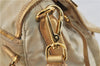 Authentic PRADA Nylon Leather Shoulder Cross Body Bag Purse Ivory Gold 9728C