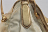 Authentic PRADA Nylon Leather Shoulder Cross Body Bag Purse Ivory Gold 9728C