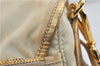 Authentic PRADA Nylon Leather Shoulder Cross Body Bag Purse Ivory Gold 9728C