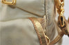 Authentic PRADA Nylon Leather Shoulder Cross Body Bag Purse Ivory Gold 9728C