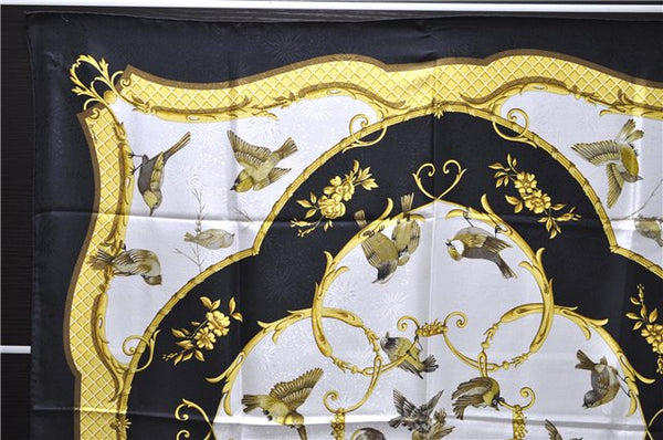 Authentic HERMES Carre 90 Scarf "LA CLE des CHAMPS" Silk Black 9731C