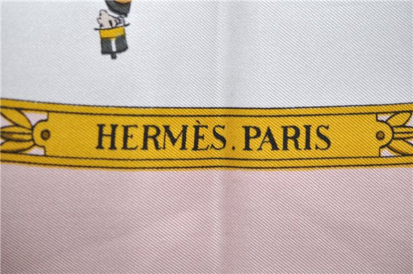 Authentic HERMES Carre 90 Scarf "LA PROMENADE DE LONGCHAMPS" Silk Pink 9732C