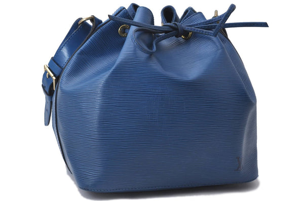 Authentic Louis Vuitton Epi Petit Noe Blue Shoulder Bag M44105 LV 9738C