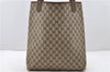 Authentic GUCCI Web Sherry Line Shoulder Tote Bag PVC Leather Brown 9750C