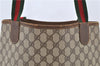 Authentic GUCCI Web Sherry Line Shoulder Tote Bag PVC Leather Brown 9750C