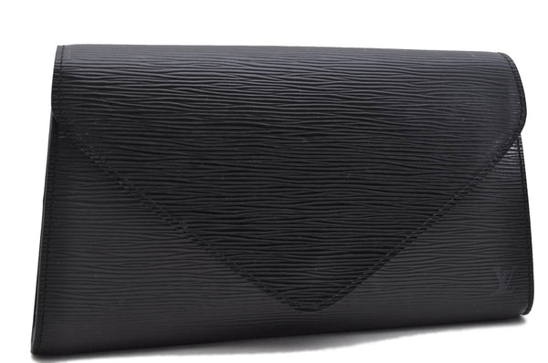 Authentic Louis Vuitton Epi Arts Deco Clutch Bag Black M52632 LV 9751C