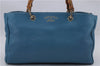 Auth GUCCI Bamboo Shopper Medium 2Way Shoulder Hand Bag Leather Light Blue 9760D