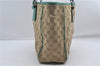 Authentic GUCCI Shoulder Tote Bag GG Canvas Leather 113017 Beige Green 9762D