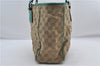 Authentic GUCCI Shoulder Tote Bag GG Canvas Leather 113017 Beige Green 9762D
