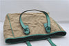 Authentic GUCCI Shoulder Tote Bag GG Canvas Leather 113017 Beige Green 9762D