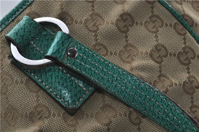 Authentic GUCCI Shoulder Tote Bag GG Canvas Leather 113017 Beige Green 9762D