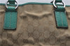 Authentic GUCCI Shoulder Tote Bag GG Canvas Leather 113017 Beige Green 9762D