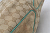 Authentic GUCCI Shoulder Tote Bag GG Canvas Leather 113017 Beige Green 9762D