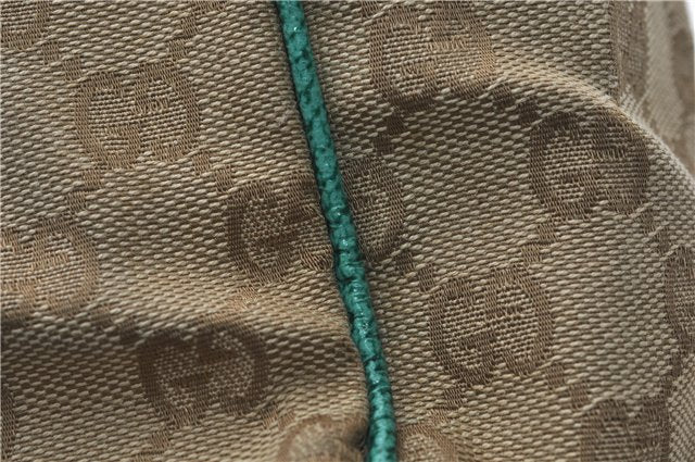 Authentic GUCCI Shoulder Tote Bag GG Canvas Leather 113017 Beige Green 9762D