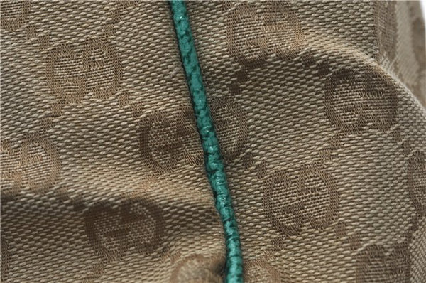 Authentic GUCCI Shoulder Tote Bag GG Canvas Leather 113017 Beige Green 9762D