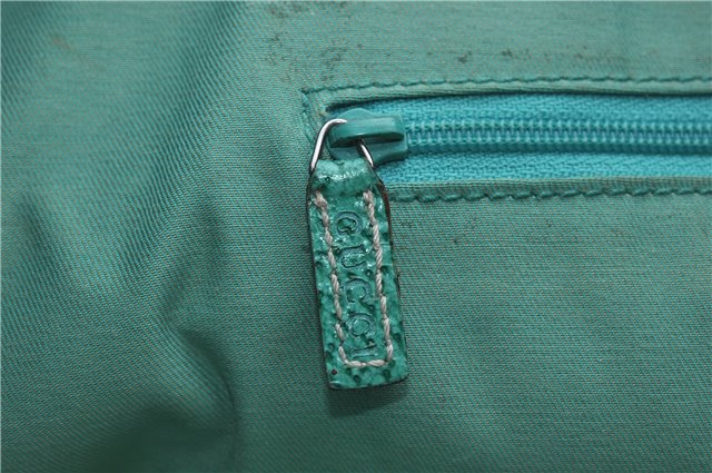 Authentic GUCCI Shoulder Tote Bag GG Canvas Leather 113017 Beige Green 9762D