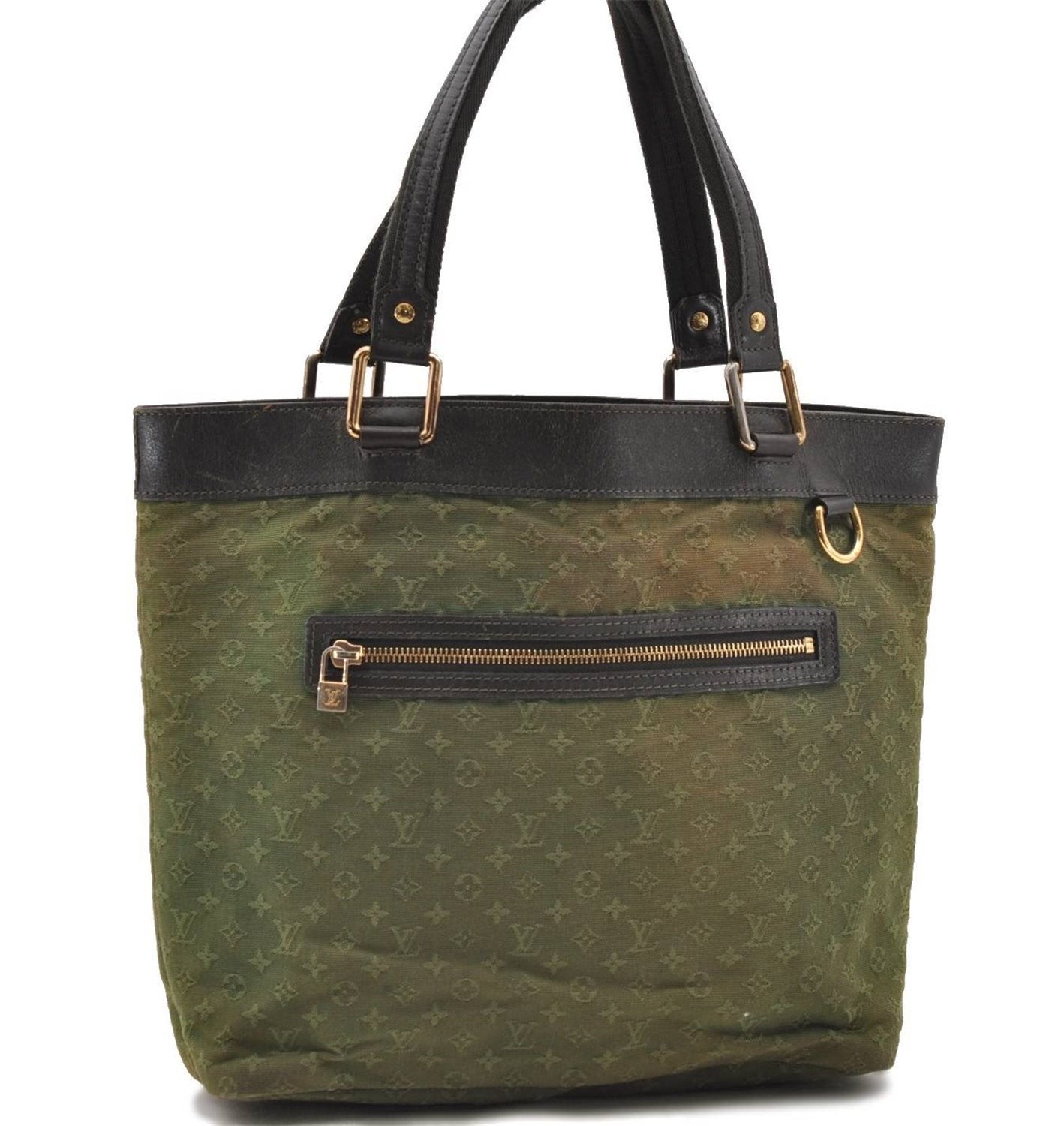 Auth Louis Vuitton Monogram Mini Lucille GM Hand Tote Bag M92681 Green LV 9777C