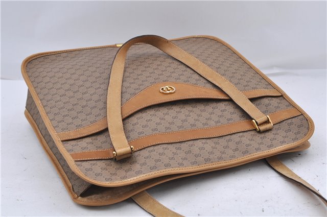 Authentic GUCCI Micro GG PVC Leather Shoulder Tote Bag Brown 9781C