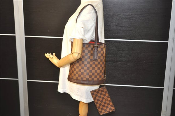 Authentic Louis Vuitton Damier Marais Bucket Shoulder Tote Bag N42240 LV 9784E