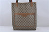 Authentic GUCCI Web Sherry Line Shoulder Tote Bag PVC Leather Brown 9786C