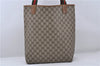 Authentic GUCCI Web Sherry Line Shoulder Tote Bag PVC Leather Brown 9786C