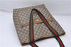 Authentic GUCCI Web Sherry Line Shoulder Tote Bag PVC Leather Brown 9786C