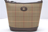 Authentic Burberrys Check Shoulder Cross Body Bag Canvas Leather Khaki 9789C