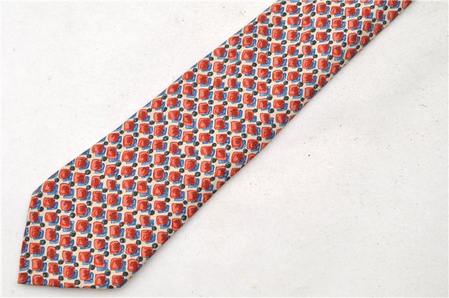 Authentic HERMES Necktie Dots Pattern Silk 7943MA Red Ivory Multicolor Box 9792C