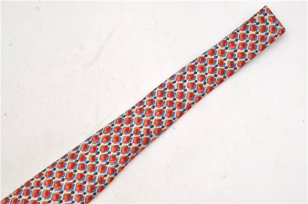 Authentic HERMES Necktie Dots Pattern Silk 7943MA Red Ivory Multicolor Box 9792C