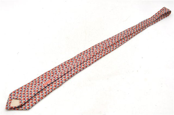 Authentic HERMES Necktie Dots Pattern Silk 7943MA Red Ivory Multicolor Box 9792C