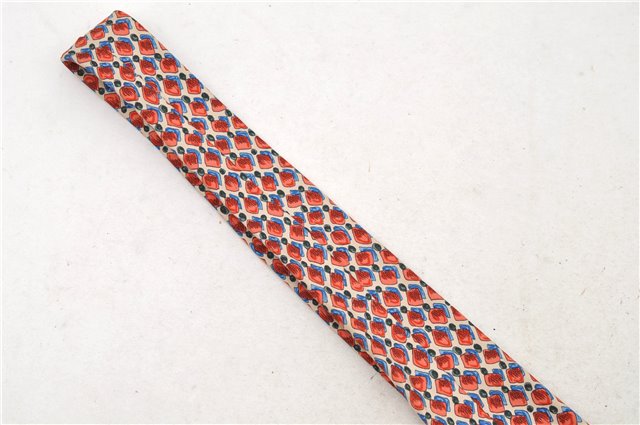 Authentic HERMES Necktie Dots Pattern Silk 7943MA Red Ivory Multicolor Box 9792C