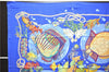 Authentic HERMES Carre 90 Scarf "Grand Fonds" Silk Blue 9795C