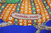 Authentic HERMES Carre 90 Scarf "Grand Fonds" Silk Blue 9795C