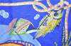 Authentic HERMES Carre 90 Scarf "Grand Fonds" Silk Blue 9795C