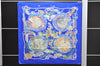 Authentic HERMES Carre 90 Scarf "Grand Fonds" Silk Blue 9795C