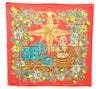 Authentic HERMES Carre 90 Scarf "PASSIFLORES" Silk Red 9796C