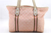 Auth GUCCI Sherry Line Shoulder Tote Bag GG Canvas Leather 139260 Pink 9798C