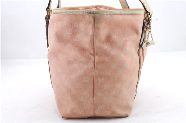 Auth GUCCI Sherry Line Shoulder Tote Bag GG Canvas Leather 139260 Pink 9798C