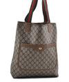 Authentic GUCCI Web Sherry Line Shoulder Tote Bag PVC Leather Brown 9800C