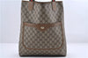 Authentic GUCCI Web Sherry Line Shoulder Tote Bag PVC Leather Brown 9800C