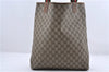 Authentic GUCCI Web Sherry Line Shoulder Tote Bag PVC Leather Brown 9800C