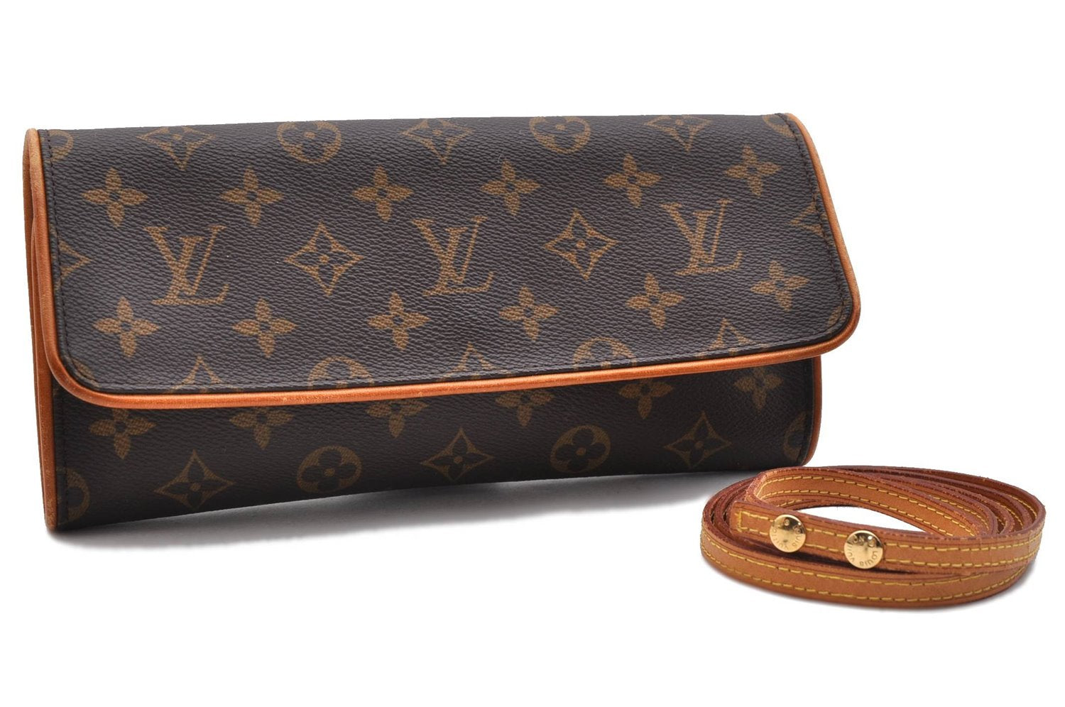 Authentic Louis Vuitton Monogram Pochette Twin GM Shoulder Bag M51852 LV 9804C