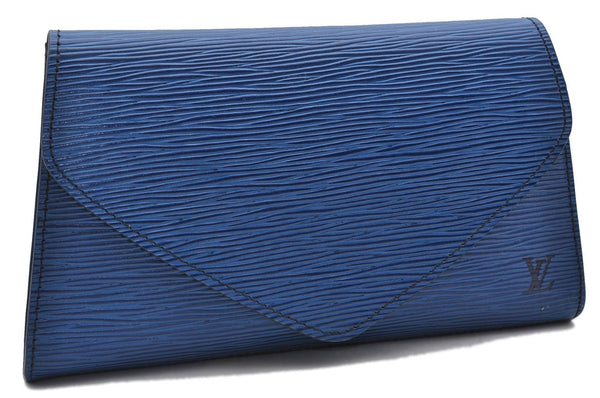 Authentic Louis Vuitton Epi Arts Deco PM Clutch Hand Bag Purse Blue LV 9805C