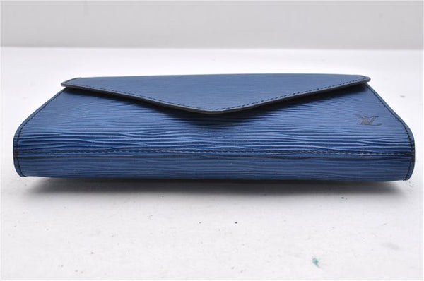 Authentic Louis Vuitton Epi Arts Deco PM Clutch Hand Bag Purse Blue LV 9805C