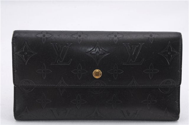 Louis Vuitton Monogram Mat Porte Tresor International Wallet M65102 Black 9820D