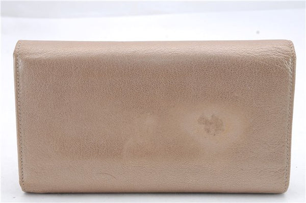 Authentic CHANEL Leather Long Wallet Purse CoCo Mark Beige Gold Box 9823C