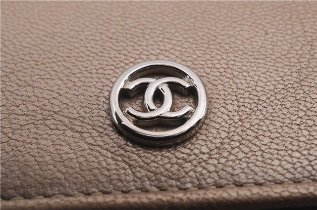 Authentic CHANEL Leather Long Wallet Purse CoCo Mark Beige Gold Box 9823C