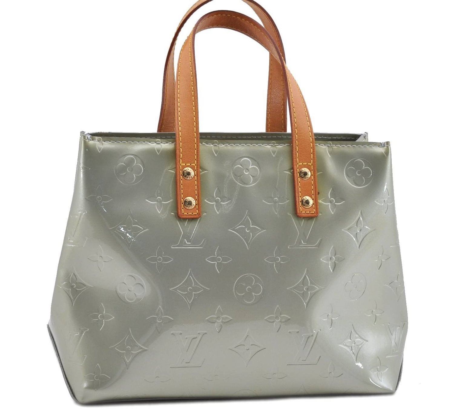 Authentic Louis Vuitton Vernis Reade PM Hand Bag Purse Gray M91145 LV 9833C